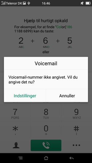 Hvis din telefonsvarer ikke er sat op, vælg Indstillinger