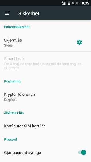 Velg Skjermlås