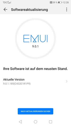 Falls Ihr Handy aktualisiert ist, wird Ihnen der folgende Bildschirm angezeigt
