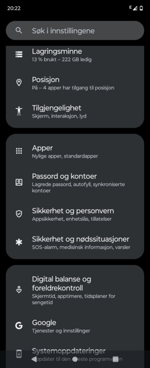Bla til og velg Sikkerhet og personvern