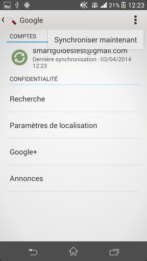 Sélectionnez Synchroniser maintenant