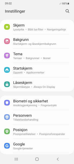 Bla til og velg Biometri og sikkerhet