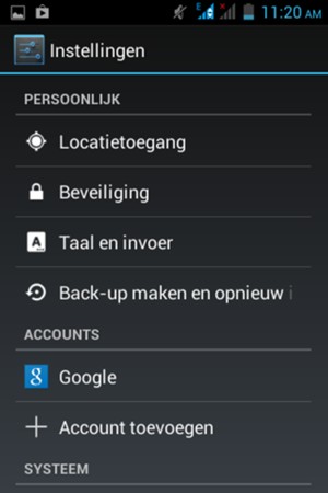 Scroll naar en selecteer Google