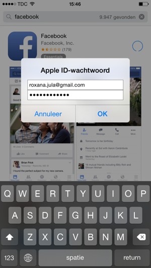 Voer uw Apple ID gebruikersnaam en wachtwoord in en selecteer OK