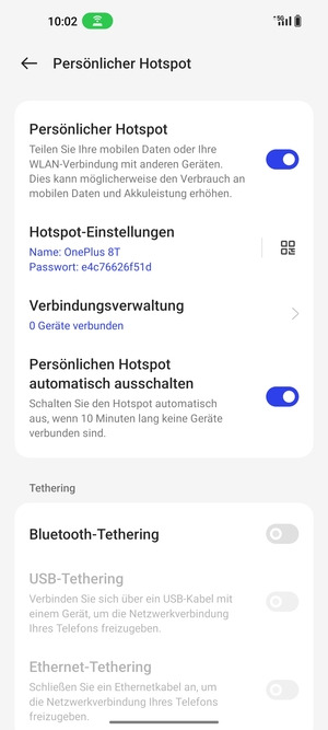 Ihr Handy ist jetzt für die Verwendung als Modem eingerichtet
