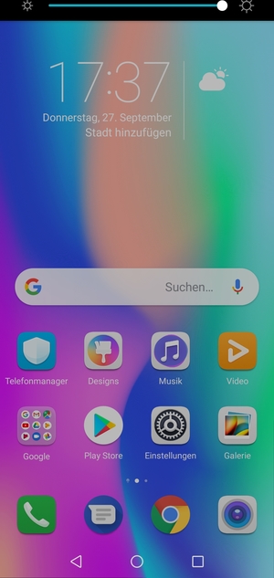Ziehen Sie das obere Menü nach unten