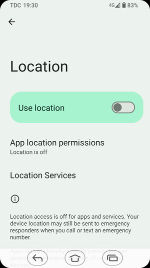 Turn off Use location