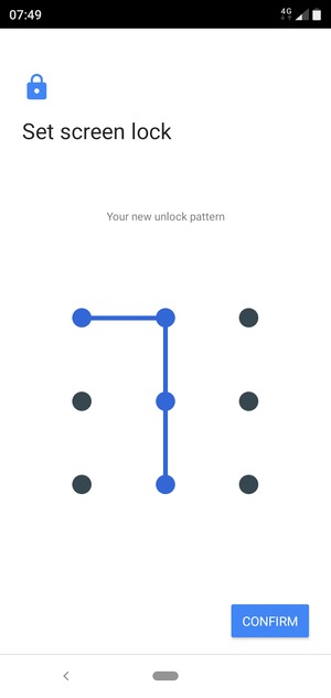 Draw the unlock pattern again and select CONFIRM