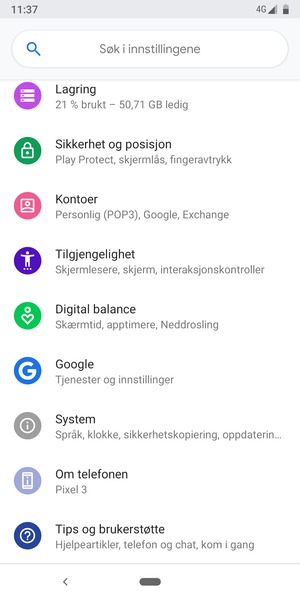 Bla til og velg System