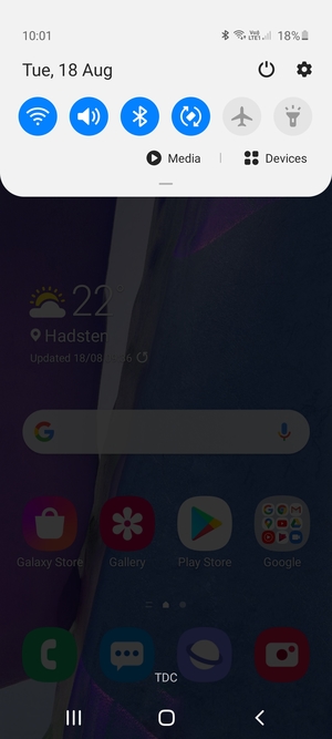 Slide down the top menu again