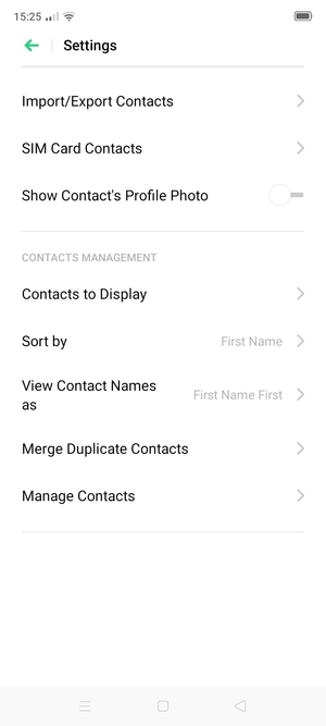 Select SIM Card Contacts