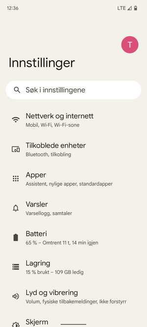 Velg Nettverk og internett