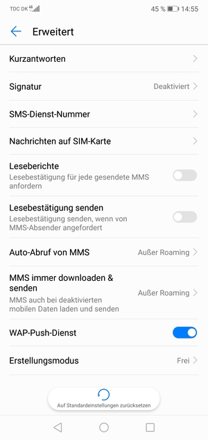 Wählen Sie SMS-Dienst Nummer