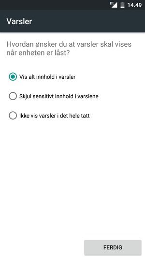 Velg ønsket alternativ og velg FERDIG