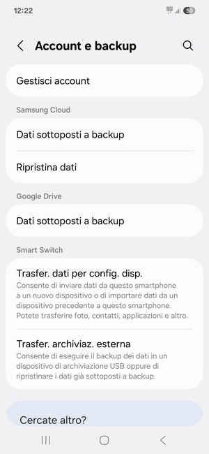Seleziona Gestisci account