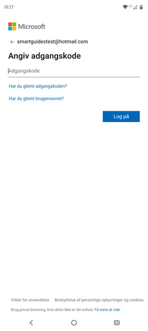 Indtast din adgangskode og vælg Log på