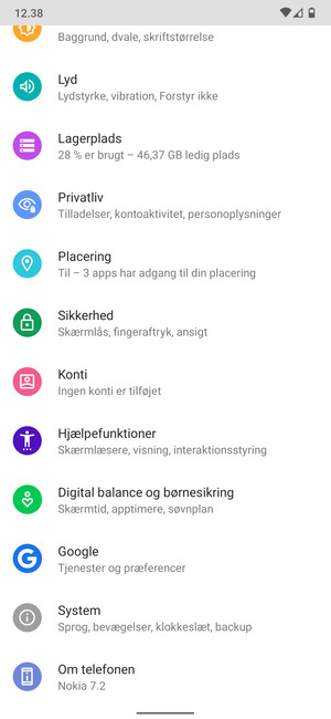 Scroll til og vælg Sikkerhed