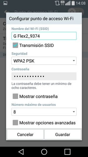Introduzca una contraseña de al menos 8 caracteres y seleccione Guardar