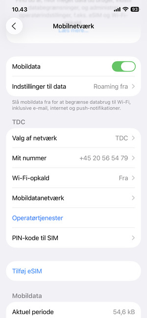 Scroll til og vælg Tilføj eSIM