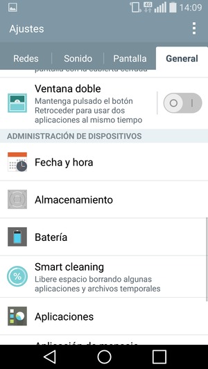 Desplácese y seleccione Batería 