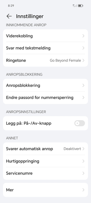 Bla til  og velg Mer