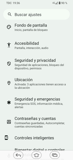 Desplácese y seleccione Ubicación