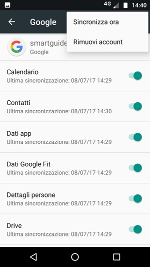 Seleziona Sincronizza ora