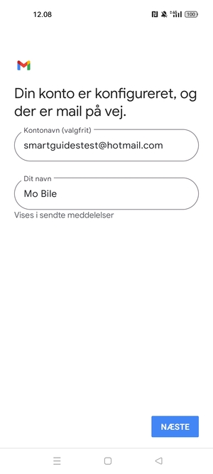 Giv din konto et navn og indtast dit navn. Vælg NÆSTE
