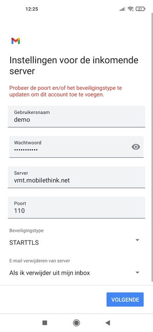 Selecteer Beveiligingstype
