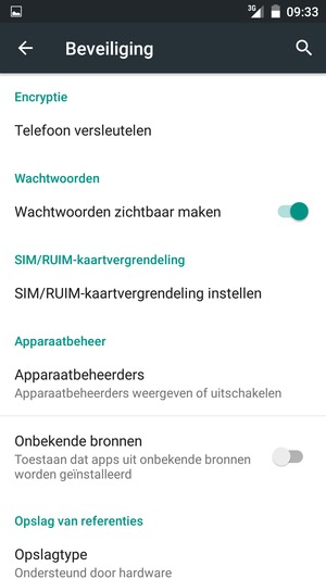 Selecteer SIM/RUIM-kaartvergrendeling instellen