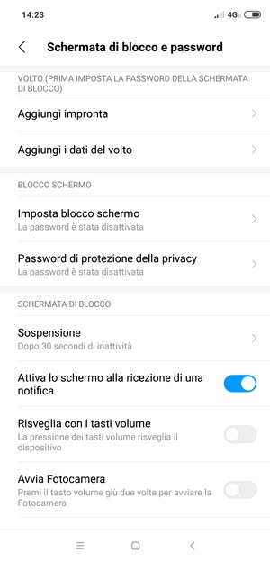 Seleziona Imposta blocco schermo