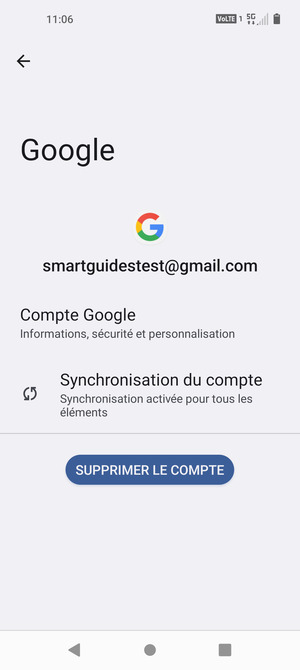 Sélectionnez Synchronisation du compte