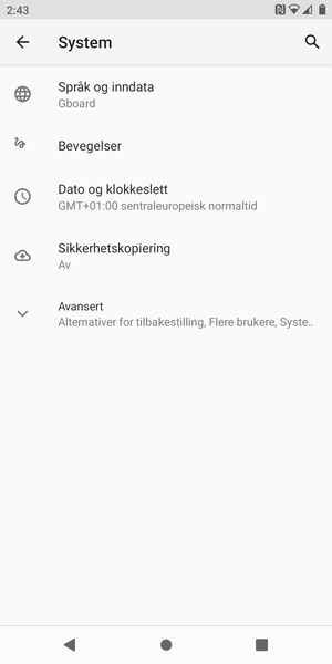 Velg Sikkerhetskopiering