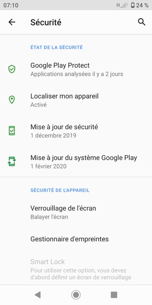 Sélectionnez Verroillage de l'écran