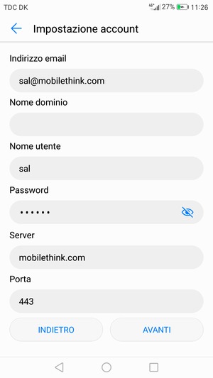 Inserisci l'indirizzo del server Exchange