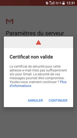 Sélectionnez CONTINUER