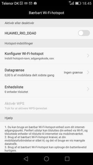 Vælg Konfigurer Wi-Fi-hotspot