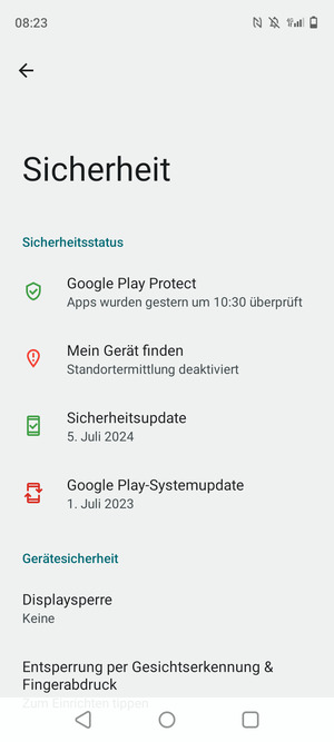 Wählen Sie Displaysperre