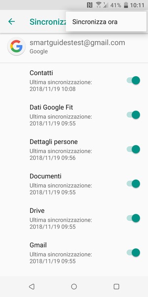 Seleziona Sincronizza ora