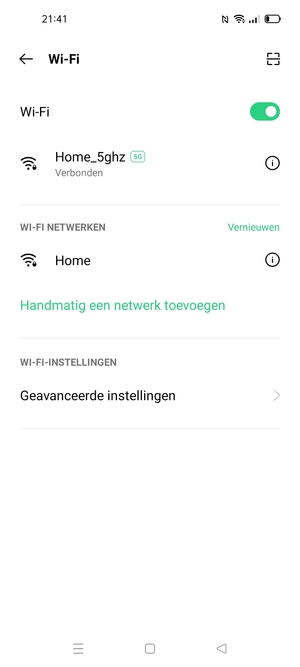 U bent nu verbonden met het WiFi-netwerk
