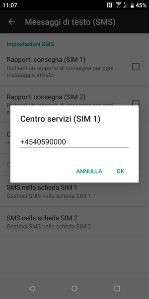 Inserisci il numero di Centro servizi e seleziona OK