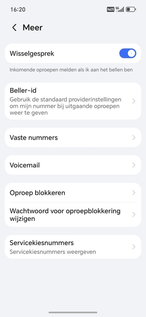 Selecteer Voicemail
