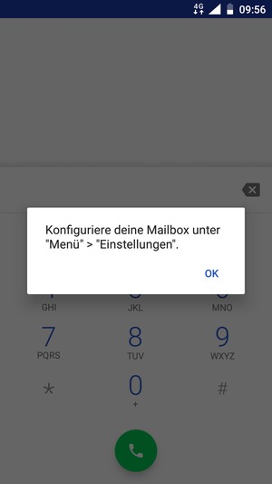 Falls Ihre Voicemail nicht eingerichtet ist, wählen Sie OK