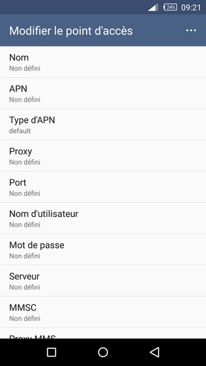 Saisissez les informations Internet
