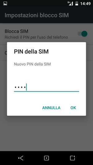 Inserisci Nuovo PIN della SIM e seleziona OK