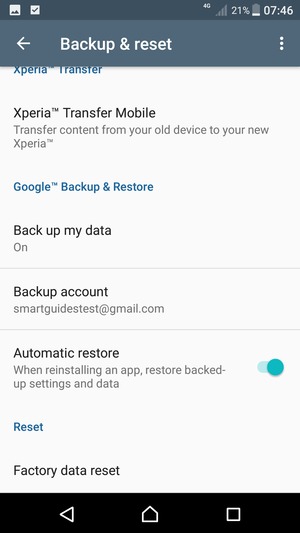 Select Backup account