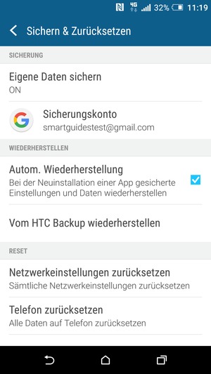 Wählen Sie Sicherungskonto