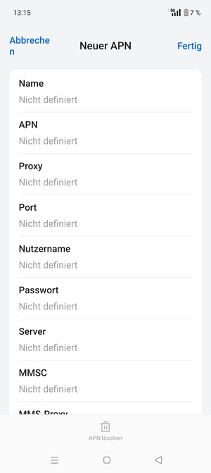 Geben Sie MMS-Informationen ein