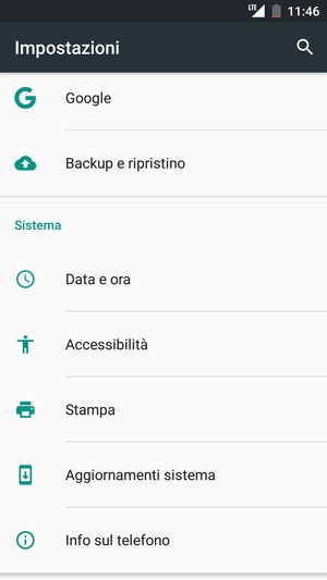 Scorri e seleziona Aggiornamenti sistema
