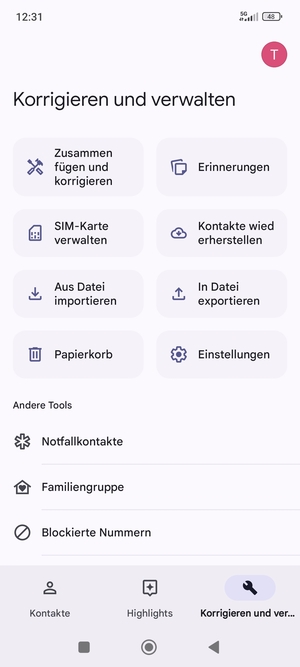Wählen Sie SIM-Karte verwalten